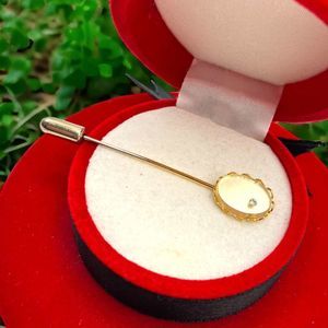 Vintage Glass Gold-Tone Rhinestone Stick 2 3/8 Inch Lapel Pin Brooch!